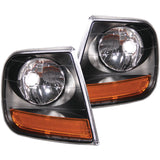 ANZO Corner Lights 1997-2003 Ford F-150 Harley-Davidson Style Corner Lights Black w/ Amber Reflector